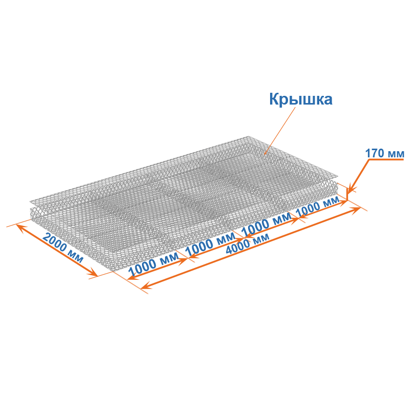 Габион матрац ГСИ-М 4х2х0,17 оцинкованный, Ø проволоки 3,0 мм, размер ячейки 8х10 см фото